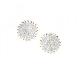 (Earrings) White Diamond Earrings in Gold Plated Sterling Silver 1.25cts (Gold Plated 2.6 grams)
